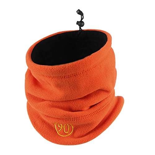 Kuyou Multifunktionstuch Winter Mütze Unisex Nackenwärmer Fleece Snood (Orange) von KUYOU