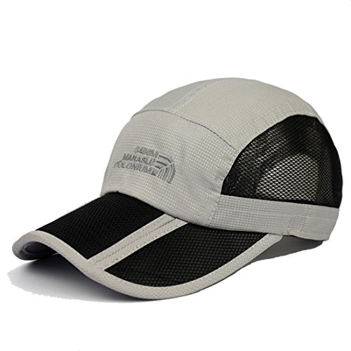 Kuyou Sport Mesh Trucker Cap Faltbarer Sonnenschutz Baseball Kappe (Grau) von KUYOU