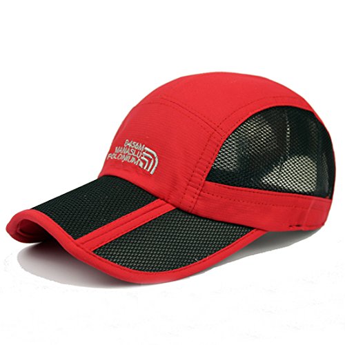 Kuyou Sport Mesh Trucker Cap Faltbarer Sonnenschutz Baseball Kappe (Rot) von KUYOU