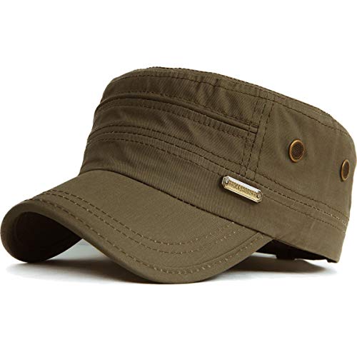 Kuyou Unisex Army Military Flat Cap Vintage Cotton Baseballmütze Kappe (005Armeegrün) von KUYOU