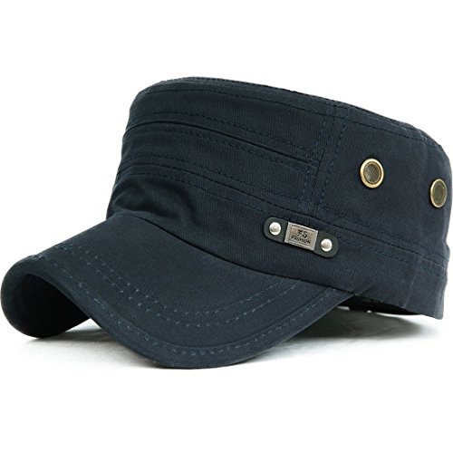 Kuyou Unisex Army Military Flat Cap Vintage Cotton Baseballmütze Kappe (008Navy) von KUYOU