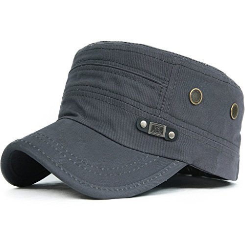 Kuyou Unisex Army Military Flat Cap Vintage Cotton Baseballmütze Kappe , Einheitsgröße, 010Grey von KUYOU