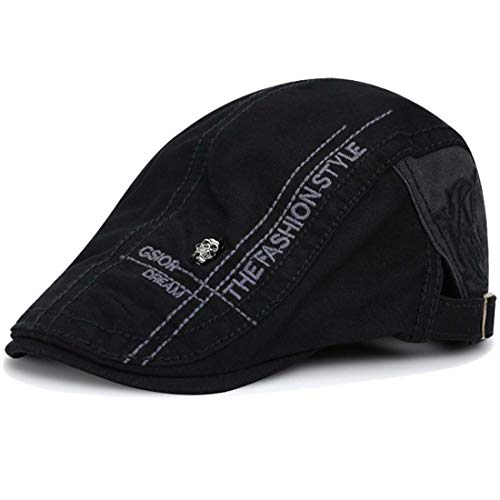 Kuyou Unisex Gatsby Flatcap Schiebermütze Ivy Schirmmütze Kappe (Schwarz) von KUYOU