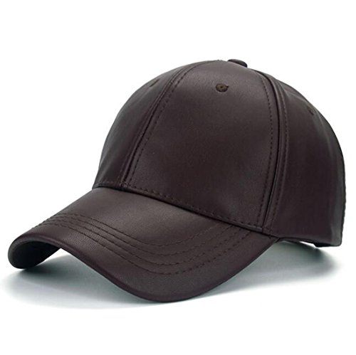 Kuyou Unisex Klassische PU Leder Baseball Cap Sports Outdoor Basecap Kappe (Kaffee) von KUYOU