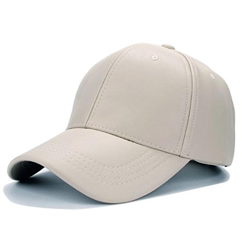 Kuyou Unisex Klassische PU Leder Baseball Cap Sports Outdoor Basecap Kappe (Khaki) von KUYOU