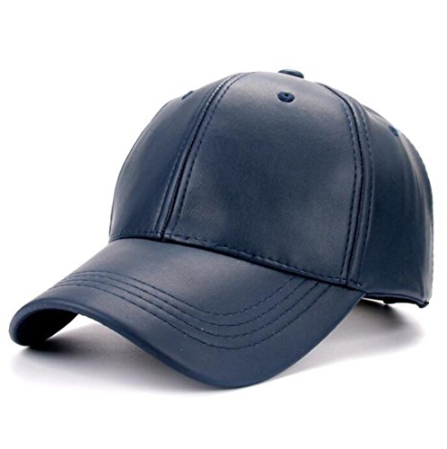 Kuyou Unisex Klassische PU Leder Baseball Cap Sports Outdoor Basecap Kappe (Navy) von KUYOU