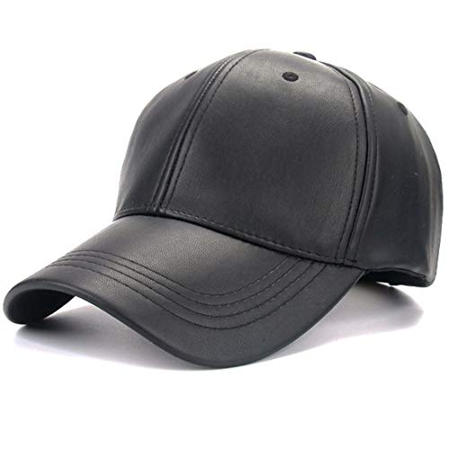 Kuyou Unisex Klassische PU Leder Baseball Cap Sports Outdoor Basecap Kappe (Schwarz) von KUYOU