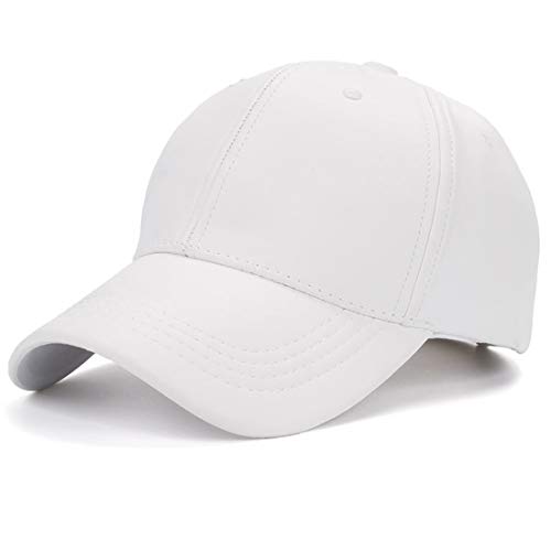 Kuyou Unisex Klassische PU Leder Baseball Cap Sports Outdoor Basecap Kappe (Weiß) von KUYOU