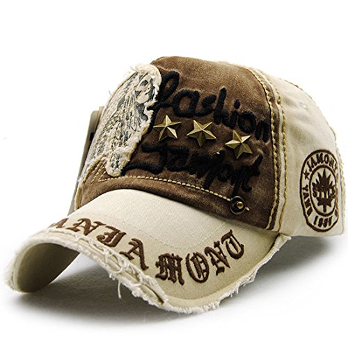 Kuyou Vintage Baseball Mütze Caps Distressed Sport Trucker Hat (Beige) von KUYOU