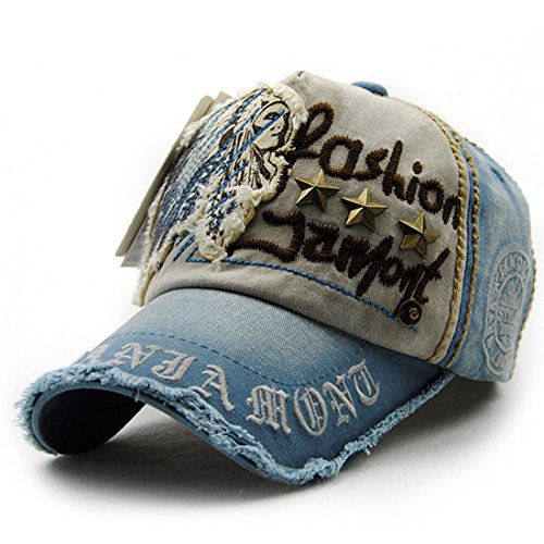 Kuyou Vintage Baseball Mütze Caps Distressed Sport Trucker Hat (Hellblau) von KUYOU
