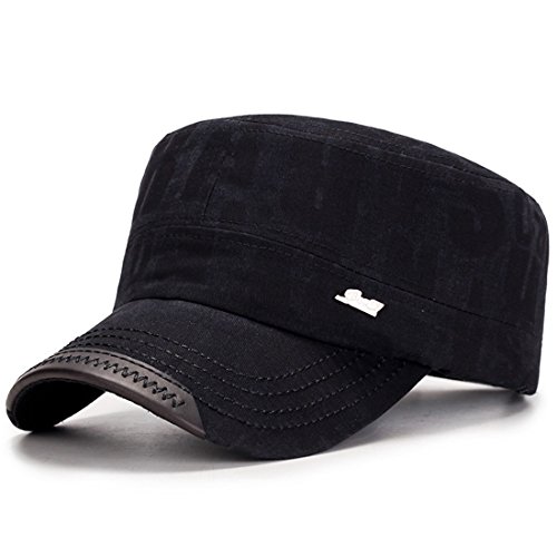 Kuyou Vintage Military Army Cap Herren Damen Cotton Baseballmütze Kappe (Schwarz) von KUYOU