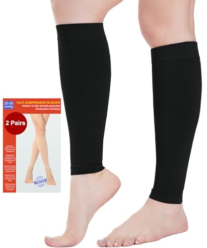 2 Paar Waden Medizinische Kompressionsstrümpfe Damen & Herren 20-30 mmHg, Klasse 2, Wadenstütze Abgestufte Unterstützung Stützstrümpfe für Krampfadern Ödeme Flug Sports (2x Schwarz, 3XL) von Kuzimua