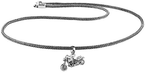 Kuzzoi Herren Silber-Halskette mit Biker Motorrad-Anhänger, 925er Sterling Silber oxidiert, Länge 50cm, Königskette Herrenkette mit Anhänger, sehr hochwertig und handgearbeitet, ZOI-013 von Kuzzoi