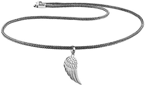 KUZZOI Herren Silber-Halskette mit Flügel-Anhänger, 925er Sterling Silber oxidiert, Länge 50cm, Königskette Herrenkette mit Anhänger, sehr hochwertig und handgearbeitet, ZOI-014 von Kuzzoi