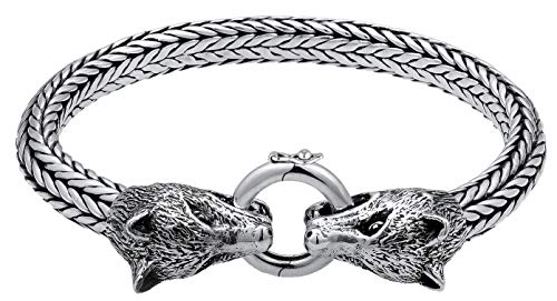 Kuzzoi „Buddha“ Silber-Armband für Herren, handgefertigtes Panzer-Armband aus echtem, massiven 925er Sterling Silber, luxuriöses Herren-Armband mit Wolfs Verschluss, 7mm breit, 70 g schwer 335115-021 von Kuzzoi