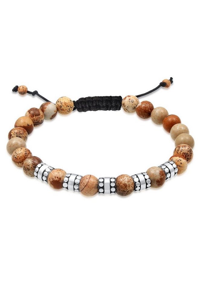 Kuzzoi Armband Herren Achat Perlen Bead Jasper Look 925 Silber von Kuzzoi