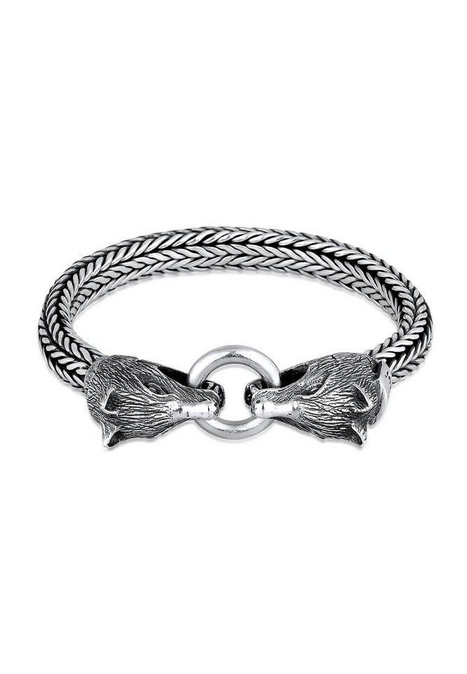 Kuzzoi Armband Herren Wolfskopf Ringverschluss Rund 925 Silber von Kuzzoi