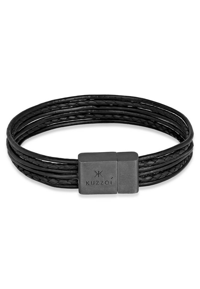 Kuzzoi Armband Leder 6-reihig Magnet Basic 925 Silber oxidiert von Kuzzoi