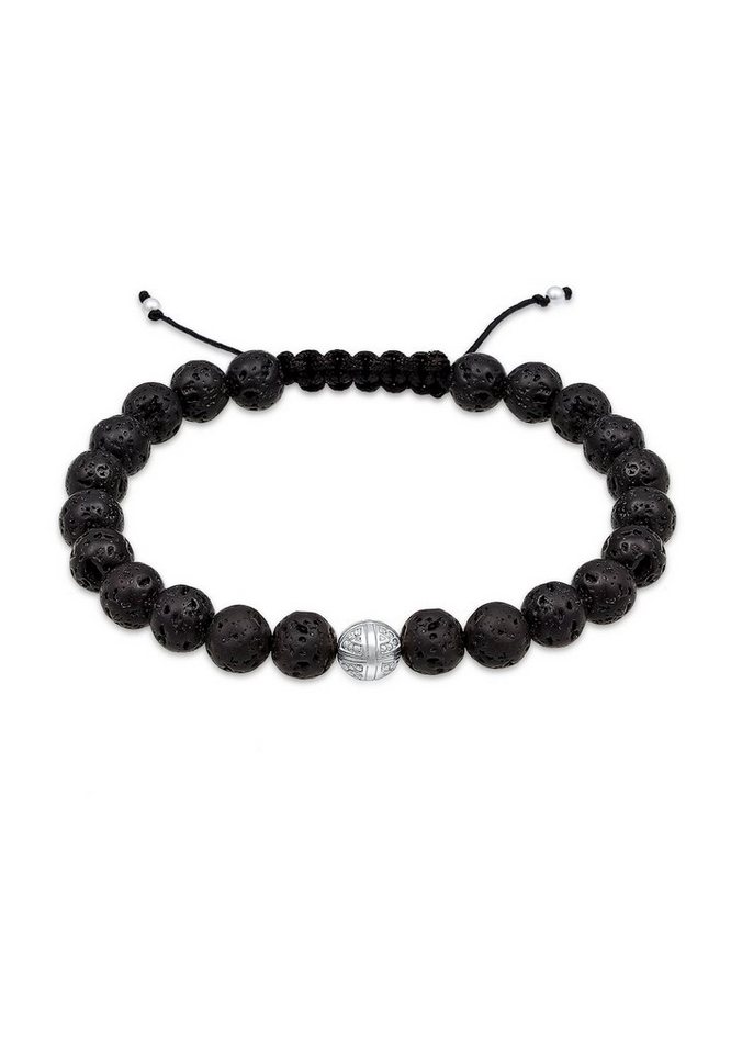 Kuzzoi Bead-Armband-Set Basic Lavastein Kreuz Ethno 925 Silber von Kuzzoi