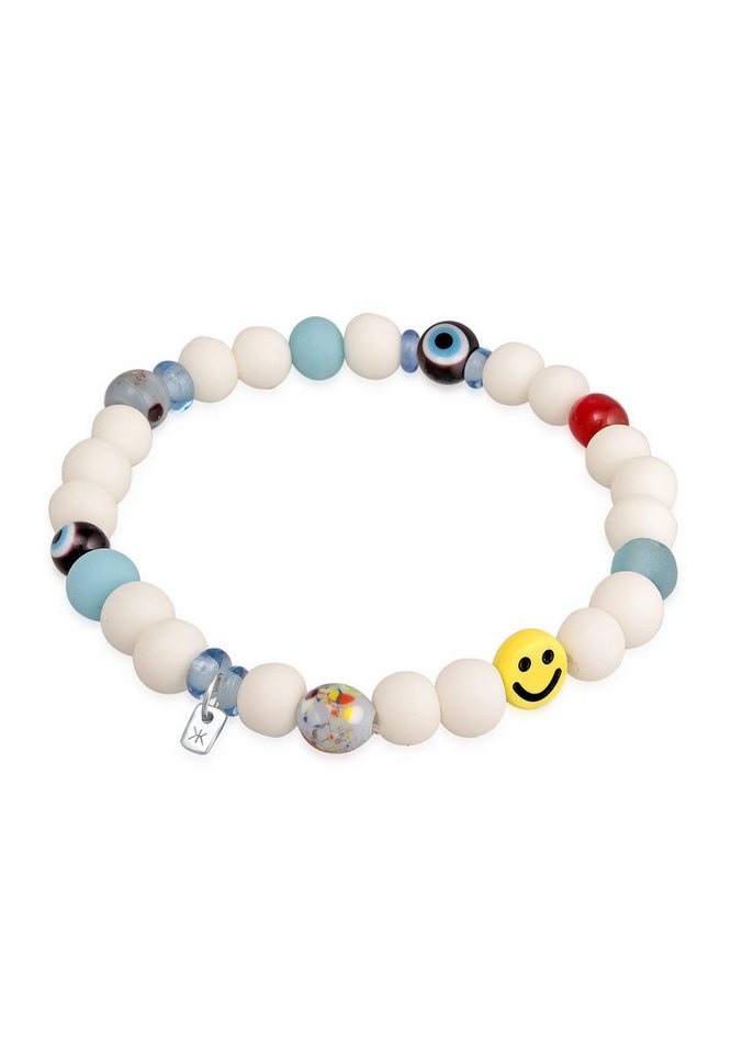 Kuzzoi Bead-Armband-Set Smiling Bead Glas Harz Perlen 925 Silber, Smiling Face von Kuzzoi