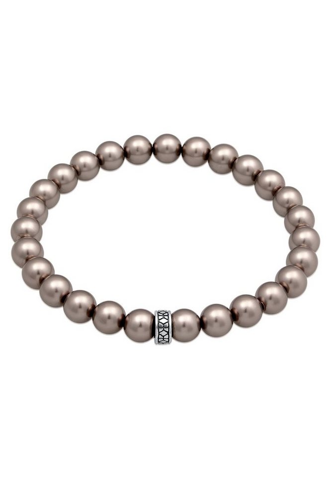 Kuzzoi Bead-Armband-Set Glasperlen Grau Beads Elegant 925 Silber, Kugel von Kuzzoi
