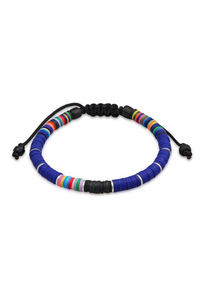 Kuzzoi Bead-Armband-Set Herren Heishi Glas Beads Textilband 925 Silber, Heishi Beads von Kuzzoi