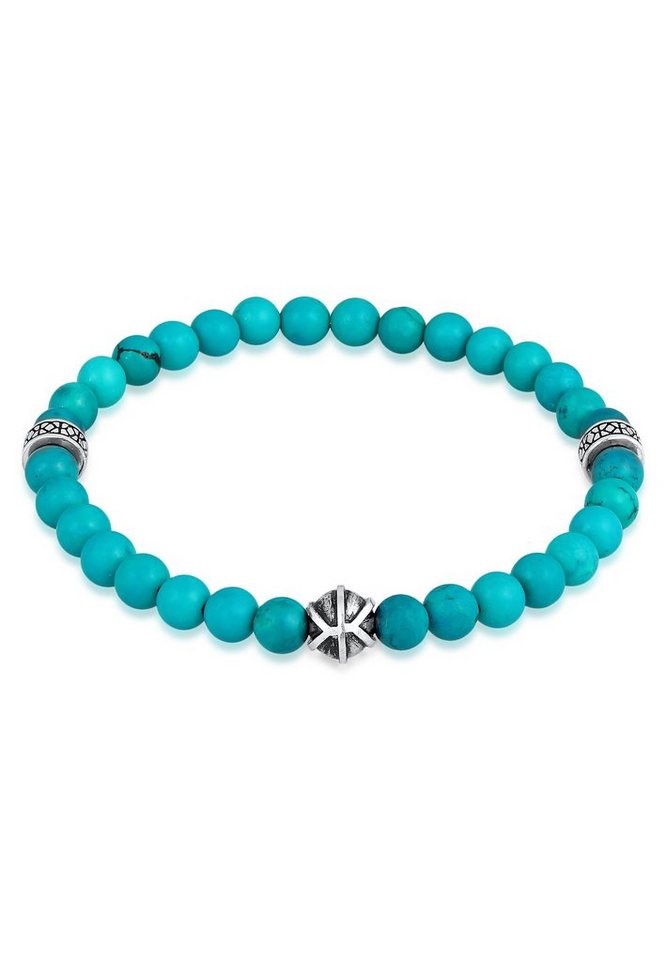 Kuzzoi Bead-Armband-Set Herren Perlenarmband Howlith Türkis 925er Silber, Boho von Kuzzoi