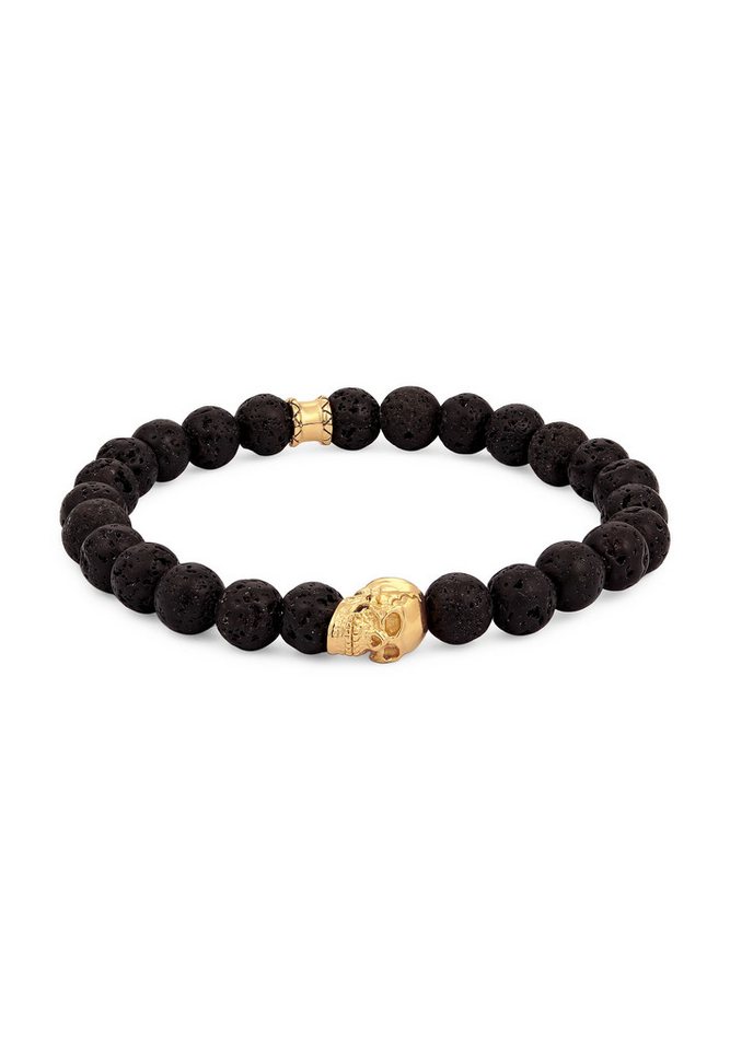 Kuzzoi Bead-Armband-Set Herren Totenkopf Lava Stein Perlen 925 Silber, Totenkopf Kuzzoi Bead-Armband-Set Herren Totenkopf Lava Stein Perlen 925 Silber, Totenkopf von Kuzzoi