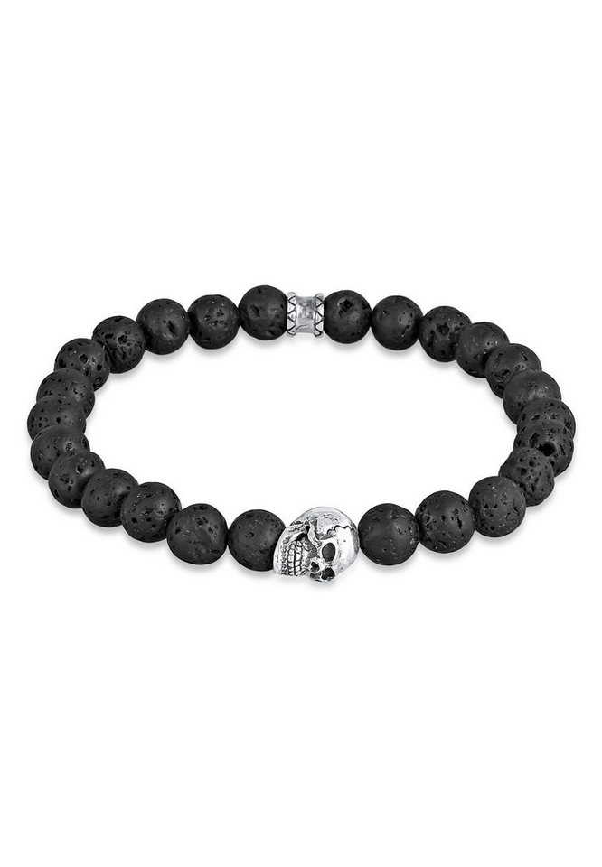 Kuzzoi Bead-Armband-Set Herren Totenkopf Lava Stein Perlen 925 Silber, Totenkopf Kuzzoi Bead-Armband-Set Herren Totenkopf Lava Stein Perlen 925 Silber, Totenkopf von Kuzzoi