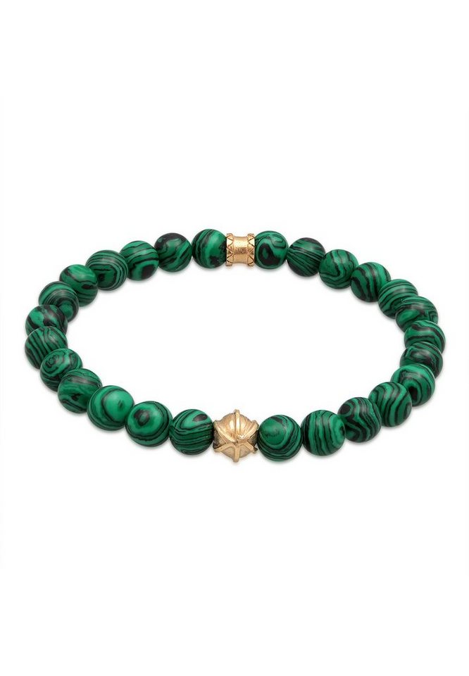 Kuzzoi Bead-Armband-Set Herren synth. Malachit Bead Oxidiert 925 Silber, Kugel von Kuzzoi