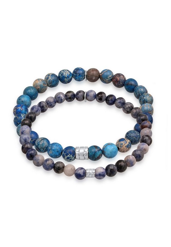 Kuzzoi Bead-Armband-Set Set aus Achat Edelstein Perlen Beads in 925 Silber, Kugel von Kuzzoi