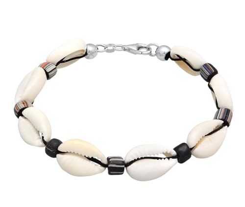 Kuzzoi Buddha Herren Armband Surferarmband natürliche Kauri Muschel Glass Beads 925 Sterling Silber Beach Style Mann Frau Länge 19 cm 0211762923 von Kuzzoi