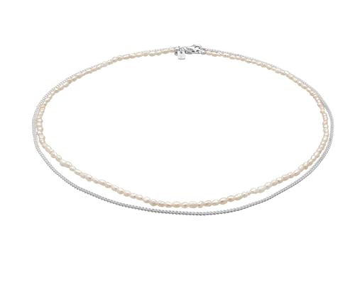 Kuzzoi Buddha Herren Halsketten Set handgefertigt Perlenkette und Panzerkette 925 Sterling Silber für den Mann Länge ca. 45 + 47 cm von Kuzzoi