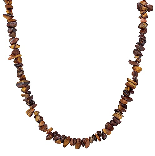 Kuzzoi Buddha Herren Tigerauge Halskette mit modischen T-Bone Verschluss aus 925 Sterling Silber, Kette für den Mann aus Edelstein Perlen Splitter, Herrenkette Länge ca. 42 cm von Kuzzoi