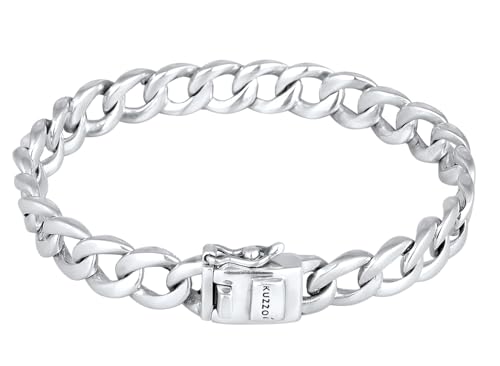 Kuzzoi Buddha Panzer Armband für Damen Herren handgefertigt aus 925er Sterling Silber massives Gliederarmband (8 mm) mit Kastenschloss Länge 21 cm von Kuzzoi