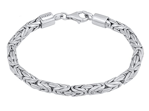 Kuzzoi Buddha Silber Armband für Herren, handgefertigtes Königsketten Armband (5 mm) aus 925 Sterling Silber, massives Königsarmband für Männer, Länge 19 cm von Kuzzoi