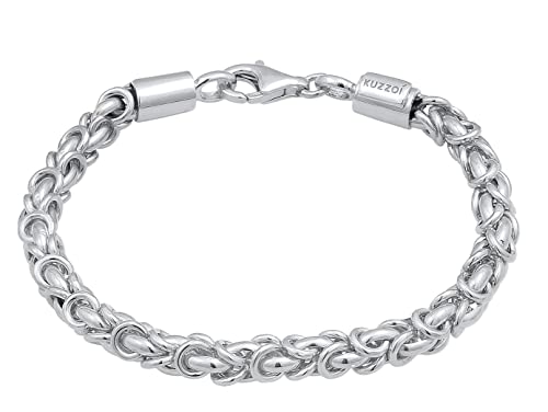 Kuzzoi Buddha Silber Armband für Herren, handgefertigtes Königsketten Armband (5 mm) aus 925 Sterling Silber, massives Königsarmband für Männer, Länge 19 cm von Kuzzoi