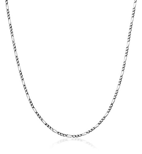Kuzzoi Exklusive Herren Halskette mit Figaro Glieder (3,5 mm) oxidiert für Anhänger, Massive Kette für Mann oder Freund, Robuste Herrenkette aus 925 Sterling Silber, Länge 60 cm von Kuzzoi