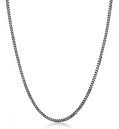 Kuzzoi Exklusive Herren Halskette mit Panzer Glieder (5 mm) oxidiert für Anhänger, Massive Kette für Mann oder Freund, Robuste Herrenkette aus 925 Sterling Silber, Länge 60 cm von Kuzzoi