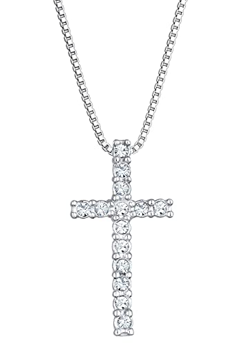 Kuzzoi Exklusive Herren Halskette mit funkelnden Kreuz Anhänger (24 mm) für Mann Freund Jungs aus 925 Sterling Silber religiöser Kristalle Ketten Anhänger, Länge 60 cm von Kuzzoi