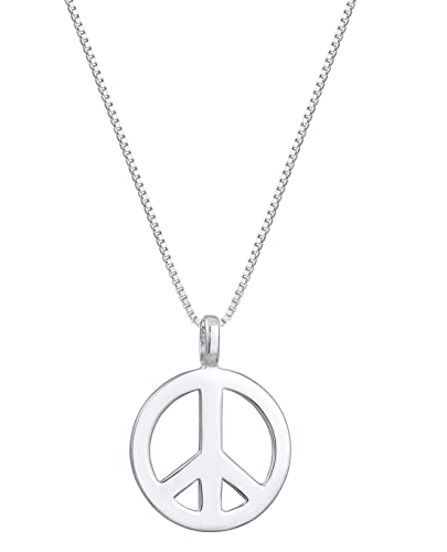 Kuzzoi Exklusive Herren Halskette poliert mit Peace Anhänger (18 mm) im Hippie Look, Massive Kette für Mann oder Freund, Venezianer kette aus 925 Sterling Silber, Länge 60 cm von Kuzzoi