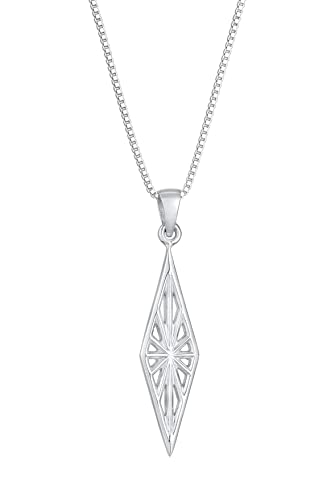 Kuzzoi Herren Halskette mit Anhänger in Rauten Form (30 mm), Herrenkette aus 925 Sterling Silber, Kette mit Ornament Anhänger für den Mann, Kette Herren Silber mit Anhänger, Länge 60 cm von Kuzzoi