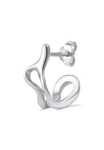 Kuzzoi Herren-Ohrring Ohrstecker Single (8x15 mm) rund 1 Stück Creole für Männer aus 925 Sterling Silber poliert von Kuzzoi