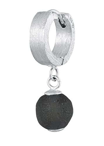 Kuzzoi Herren-Ohrring Single Scharnier Creole (13mm) rund mit Glasperle 1 Stück Ohrhänger für Männer aus 925 Sterling Silber nachhaltiger Ohrschmuck aus recycelten Glas von Kuzzoi