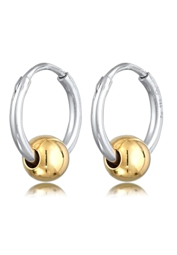 Kuzzoi Herren-Ohrringe Creolen (13mm) rund aus 925 Sterling Silber poliert für Männer handgefertigte Ohrhänger im Bicolor Look von Kuzzoi
