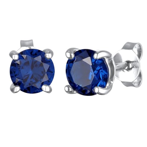 Kuzzoi Herren Ohrringe Ohrstecker Rund (6 mm) mit syntetischen Saphir in Blau aus 925 Sterling Silber Ohrschmuck für den Mann von Kuzzoi