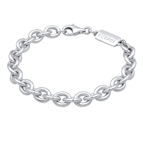 Kuzzoi Herren Silber Armband mit Anker Glieder (5 mm) für den Mann, Rundankerarmband aus massiven 925 Sterling Silber, Herrenarmband mit Karabiner, Länge 21 cm von Kuzzoi