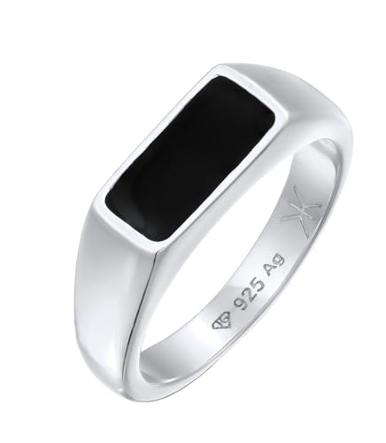 Kuzzoi Herren Silber Ring aus 925 Sterling Silber klassischer Siegelring mit Emaille Platte für den Mann in der Ringgröße 62 von Kuzzoi