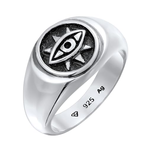 Kuzzoi Herren Silber Ring mit Evil Eye Symbol aus 925 Sterling Silber Maskuliner Siegelring für den Mann in der Ringgröße 66 von Kuzzoi