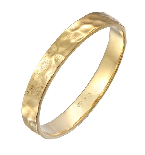 Kuzzoi Herrenring (4 mm) Goldring Massiv für Männer Handgefertigt aus 375er Gelbgold Bandring Ehering Verlobungsring Freundschaftsring gehämmert, Ringgröße 66, 0604411323_66 von Kuzzoi